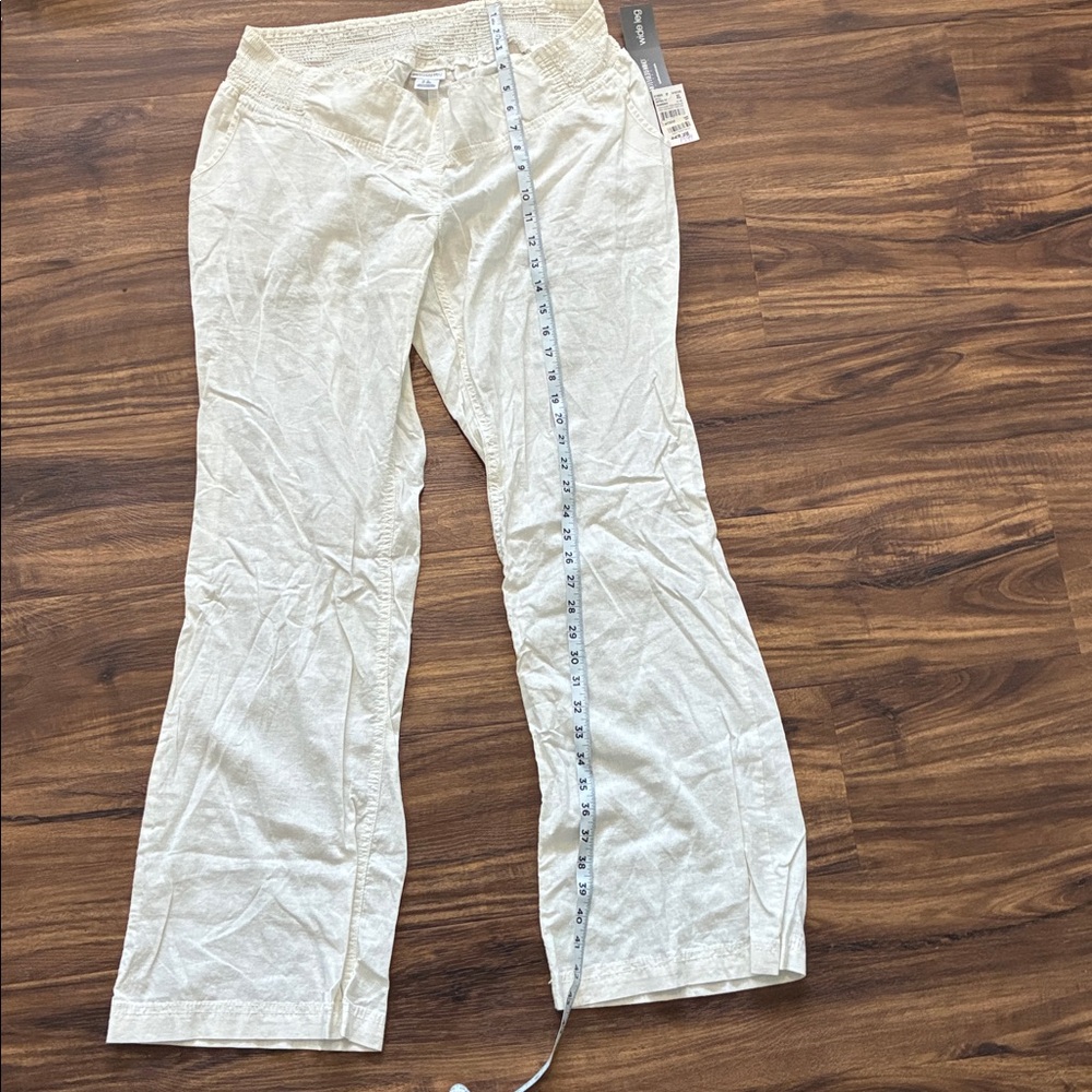 Motherhood Cream Linen-Blend Wide Leg Pants